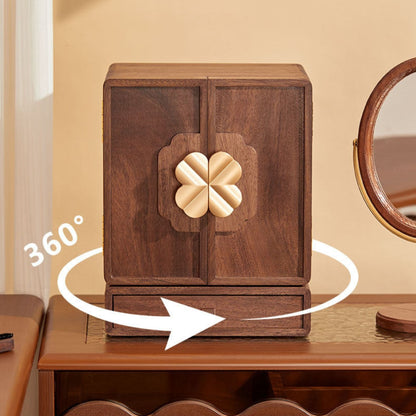 Rotatable Solid Wood Jewelry Box with Drawers SKU 21180