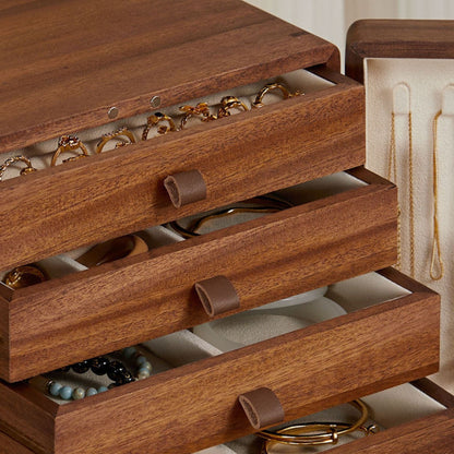 Rotatable Solid Wood Jewelry Box with Drawers SKU 21180