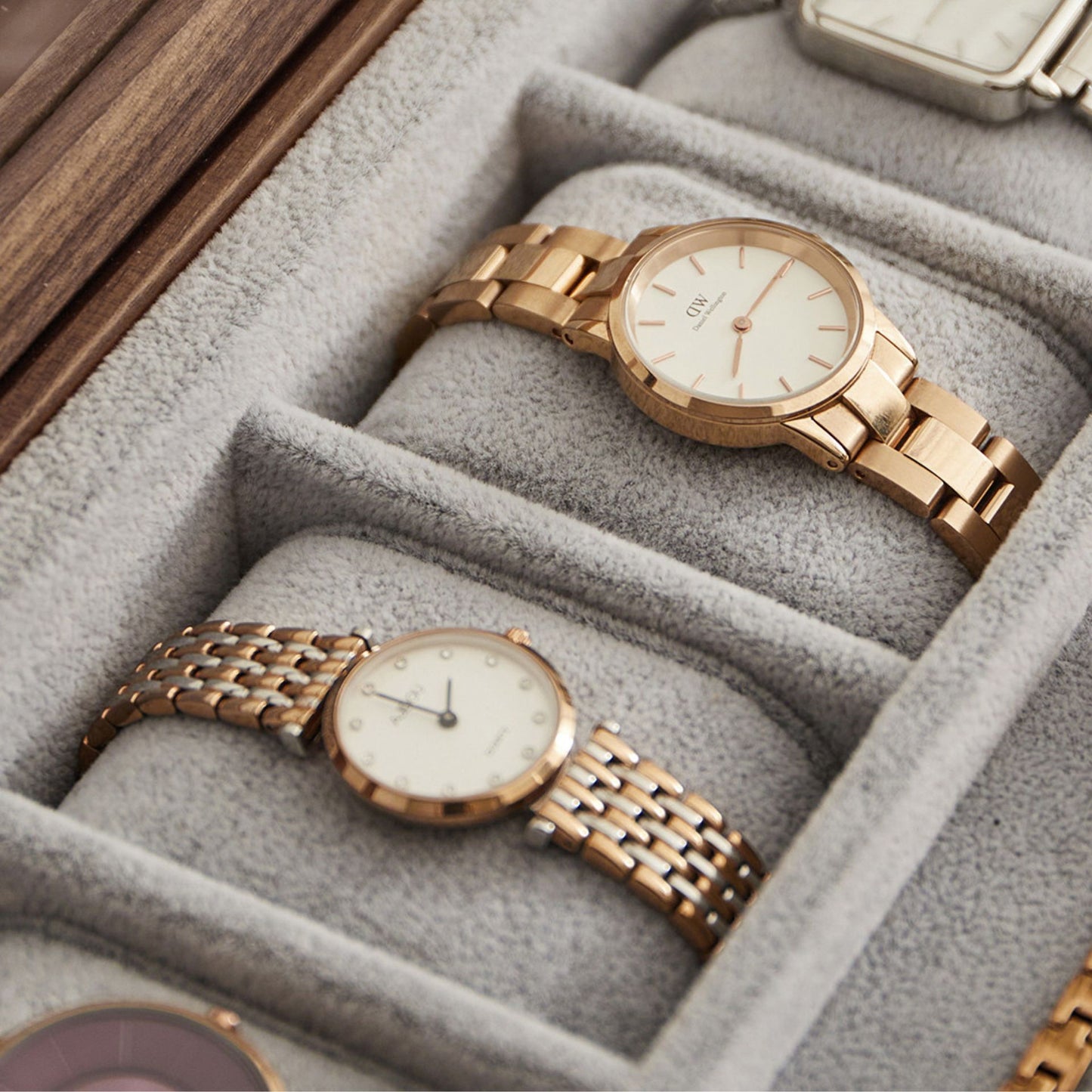 Solid Walnut Wooden Watch Box with Glass Lid SKU 22016