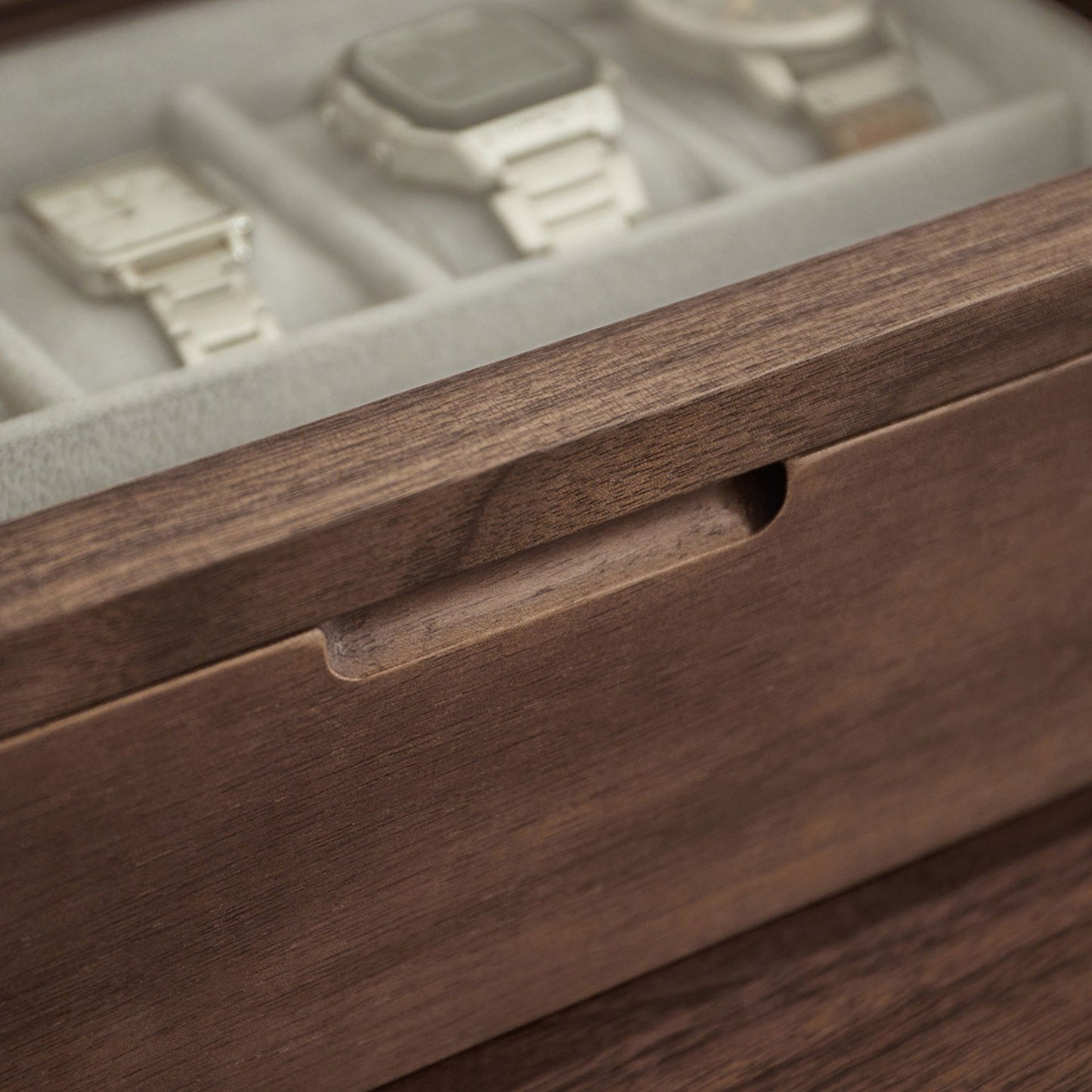 Solid Walnut Wooden Watch Box with Glass Lid SKU 22016
