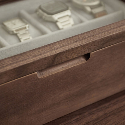 Solid Walnut Wooden Watch Box with Glass Lid SKU 22016