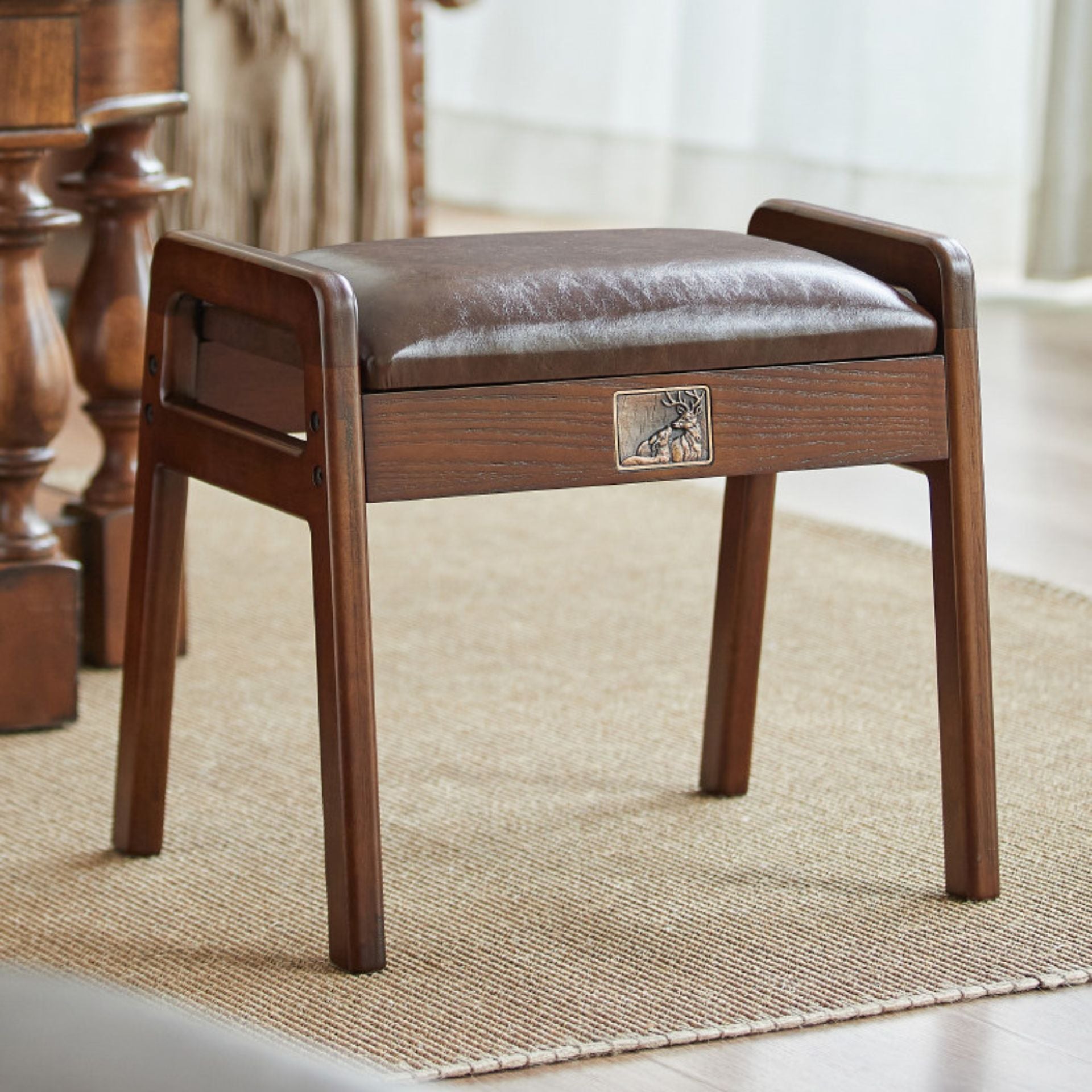 Solid Wood Upholstered Accent Stool Ottoman SKU 52009 – Unity Refresh