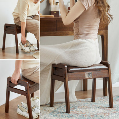 Solid Wood Upholstered Accent Stool Ottoman SKU 52009