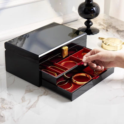 Piano Finish Wooden Jewelry Box with Drawer SKU 21158
