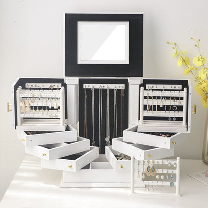 Large Wooden Jewelry Box with Drawers and Earring Racks SKU 21177