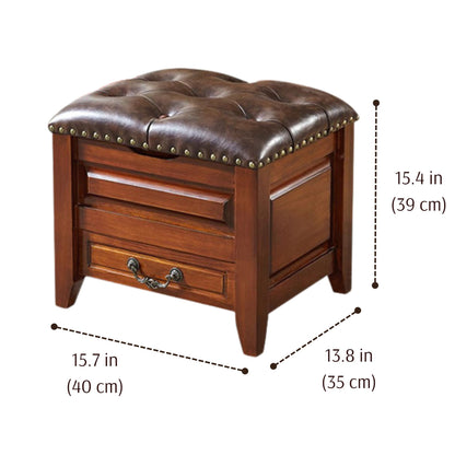 Solid Wood Upholstered Stool Ottoman with Storage SKU 52002
