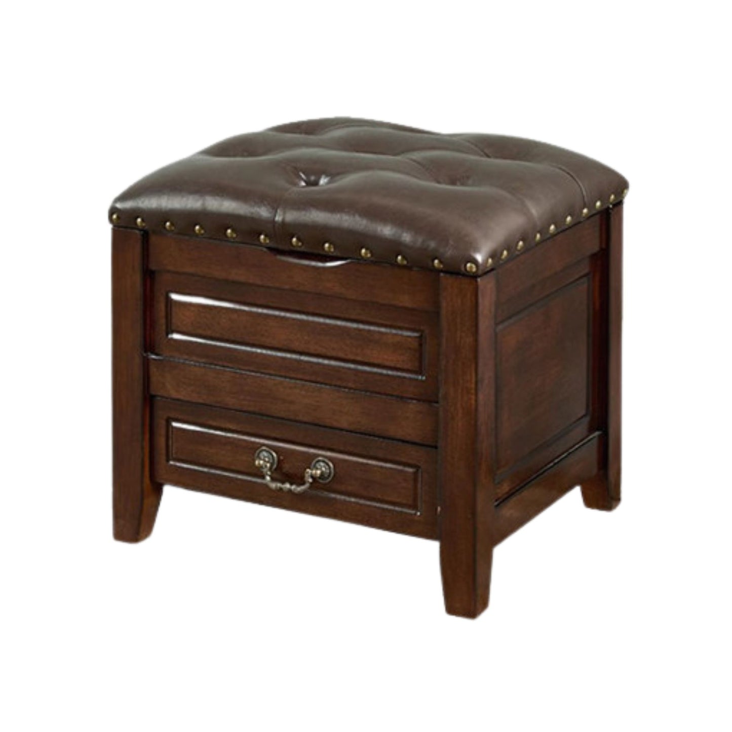 Solid Wood Upholstered Stool Ottoman with Storage SKU 52002