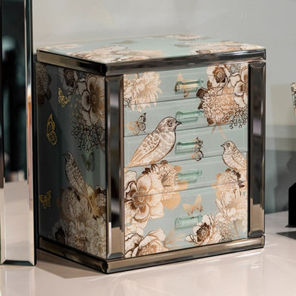 Glass Jewelry Box Organizer with Drawers and Mirror SKU 21168