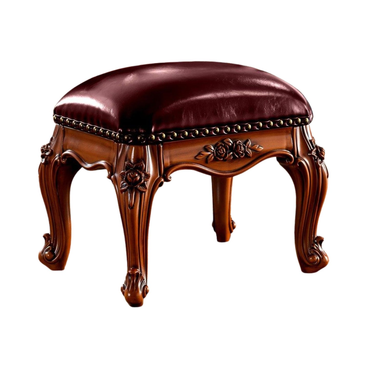 Solid Wood Upholstered Accent Stool Ottoman SKU 52001