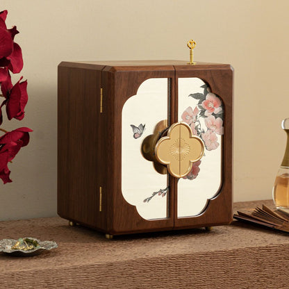 Cabinet Style Wooden Jewelry Box with Lock SKU 21137