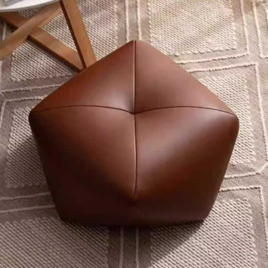 Small Leather Upholstered Ottoman Pouf SKU 52004