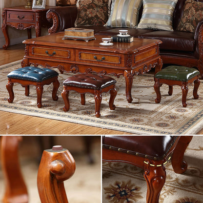 Solid Wood Upholstered Accent Stool Ottoman SKU 52011