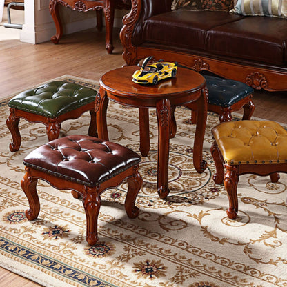 Solid Wood Upholstered Accent Stool Ottoman SKU 52011