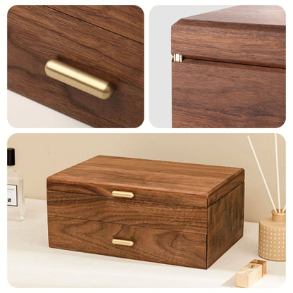 Solid Walnut Wood Jewelry Box Organizer with Necklace Holder SKU 21076