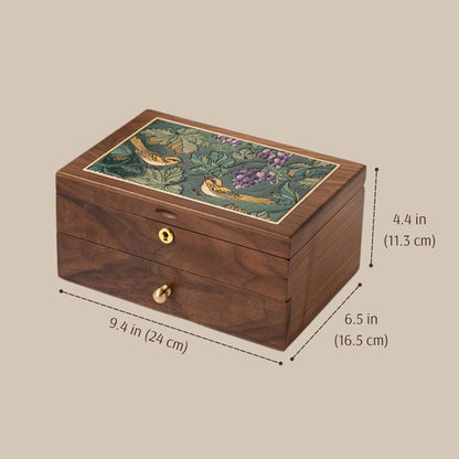 Solid Wood Jewelry Box with Hand-Painted Artwork SKU 21185