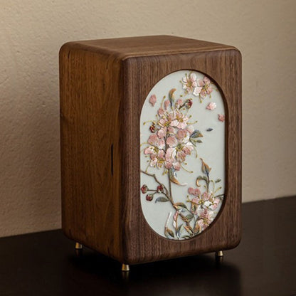 Solid Walnut Jewelry Box with Embroidery SKU 21192