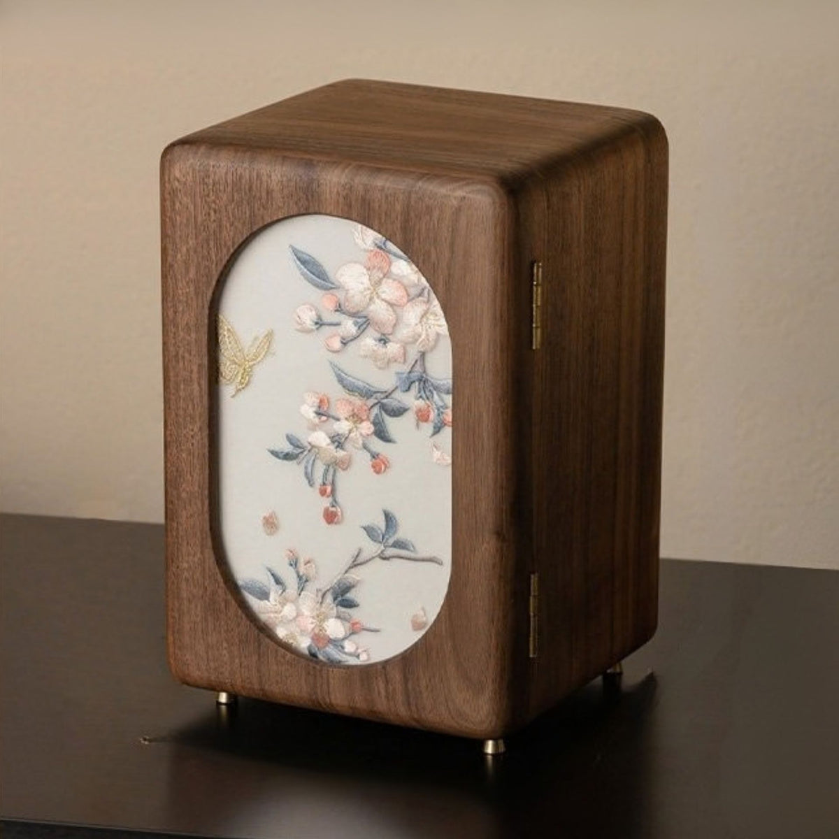 Solid Walnut Jewelry Box with Embroidery SKU 21192