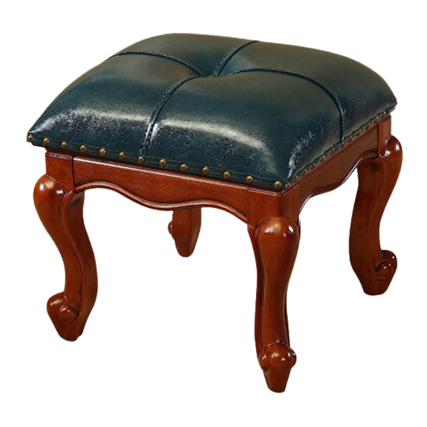 Square Wooden Upholstered Accent Stool Ottoman SKU 52007
