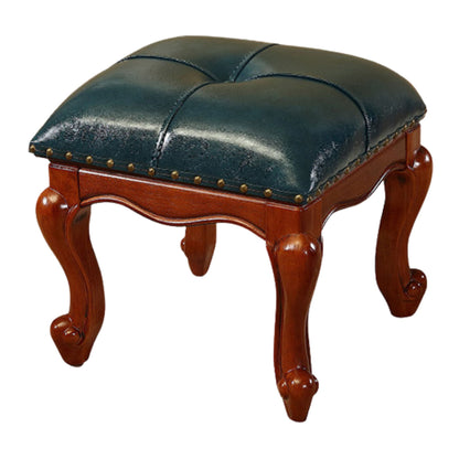 Square Wooden Upholstered Accent Stool Ottoman SKU 52007