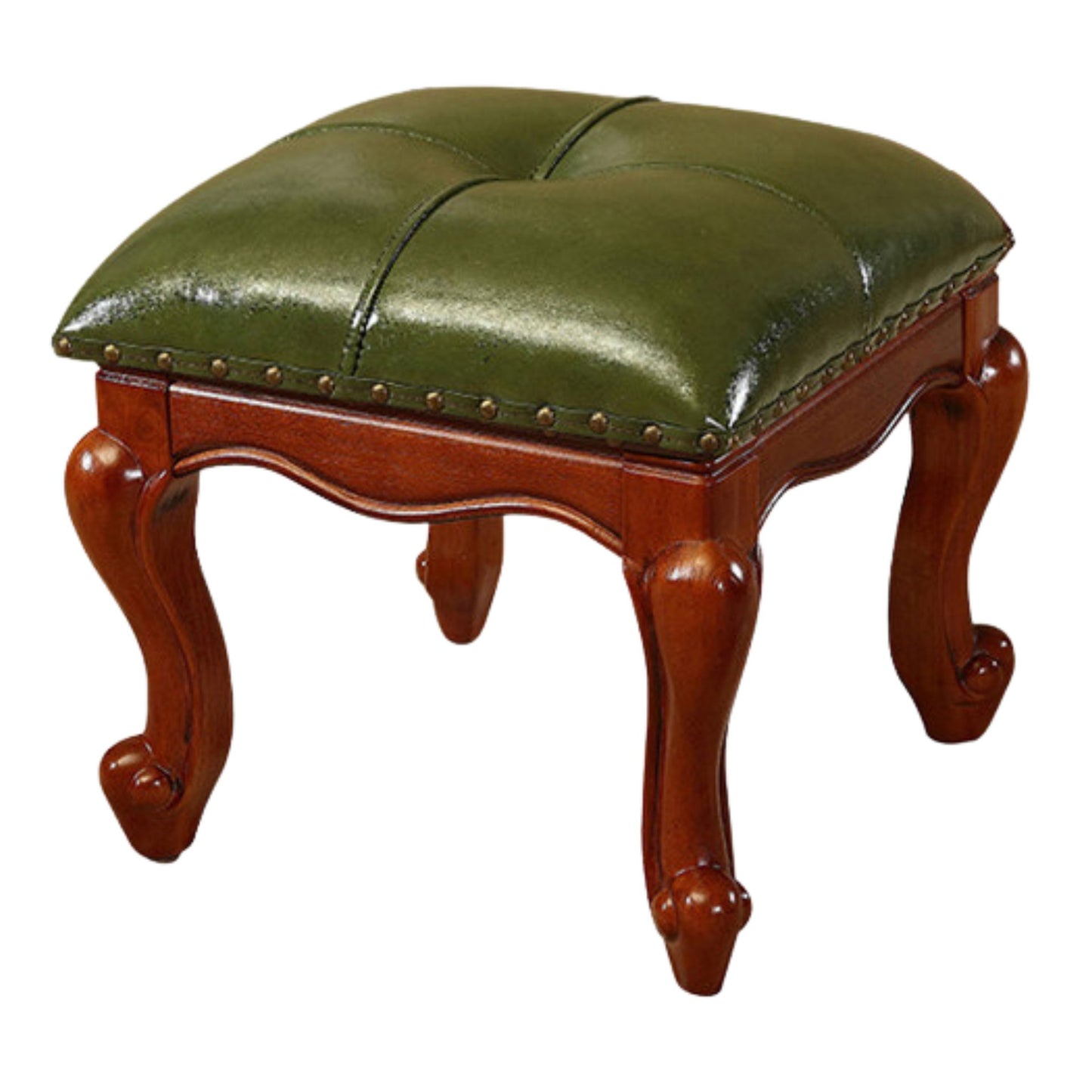 Square Wooden Upholstered Accent Stool Ottoman SKU 52007