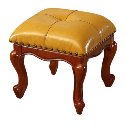 Square Wooden Upholstered Accent Stool Ottoman SKU 52007