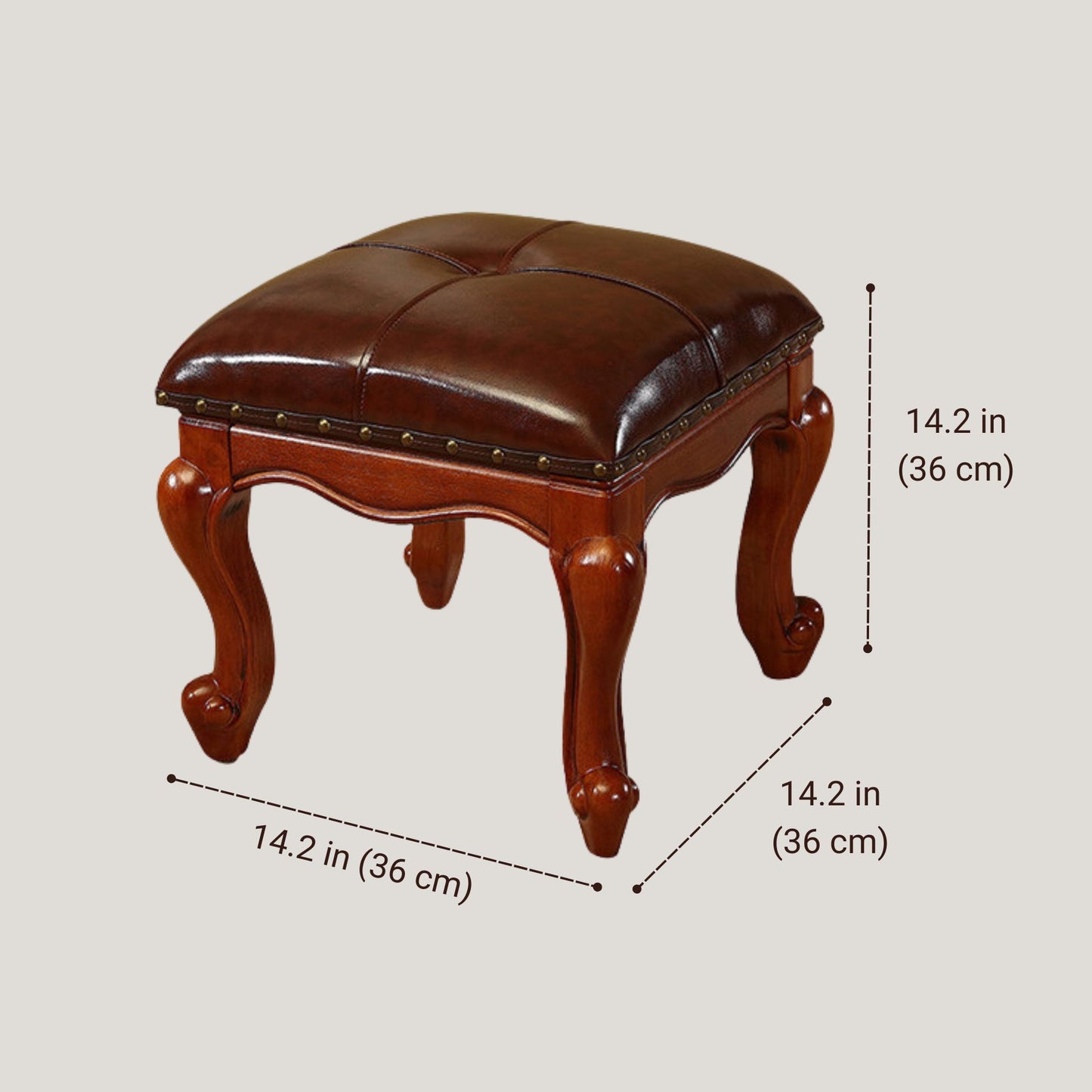 Square Wooden Upholstered Accent Stool Ottoman SKU 52007