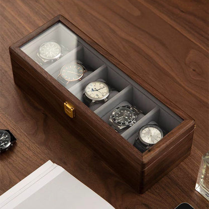 Solid Walnut Watch Box with Glass Lid SKU 22013