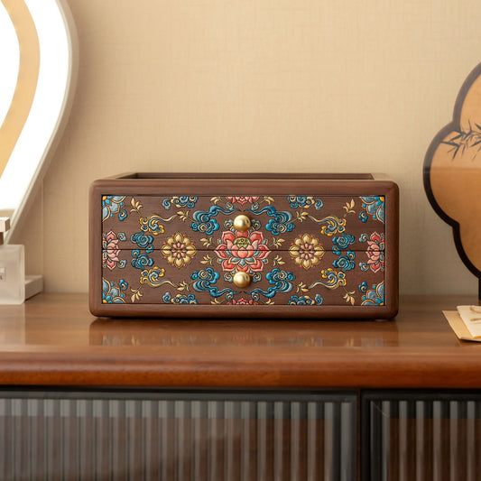 Wooden Jewelry Box with Hand-Painted Artwork and Drawers SKU 21193