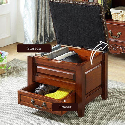 Solid Wood Upholstered Stool Ottoman with Storage SKU 52002