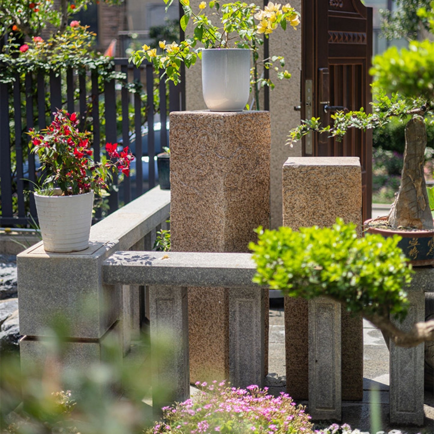 Outdoor Garden Pedestal Stand with Cloud Pattern SKU 10031