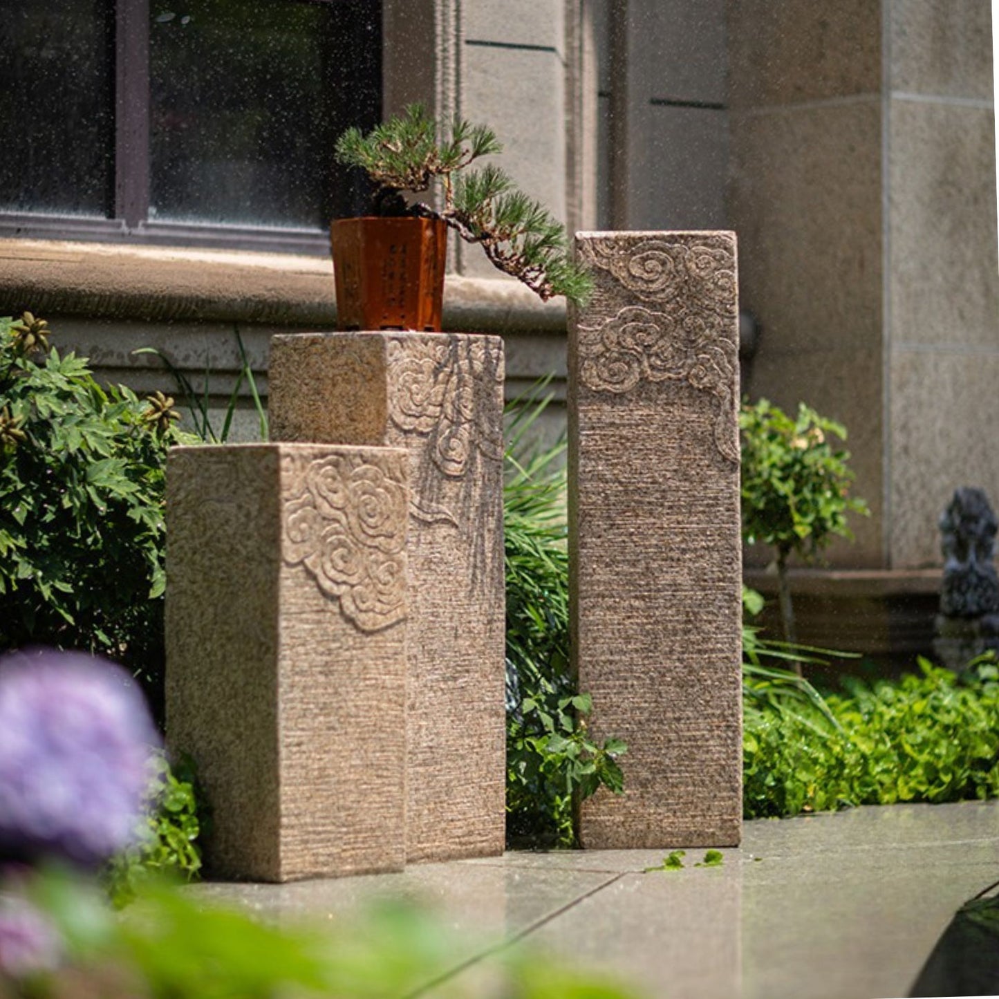 Outdoor Garden Pedestal Stand with Cloud Pattern SKU 10031