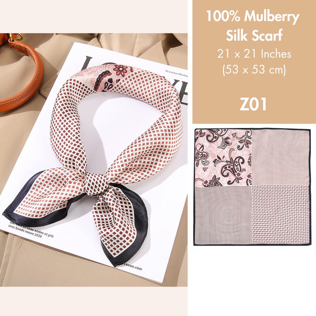100% Mulberry Silk Scarf 21 x 21 Inches 88005