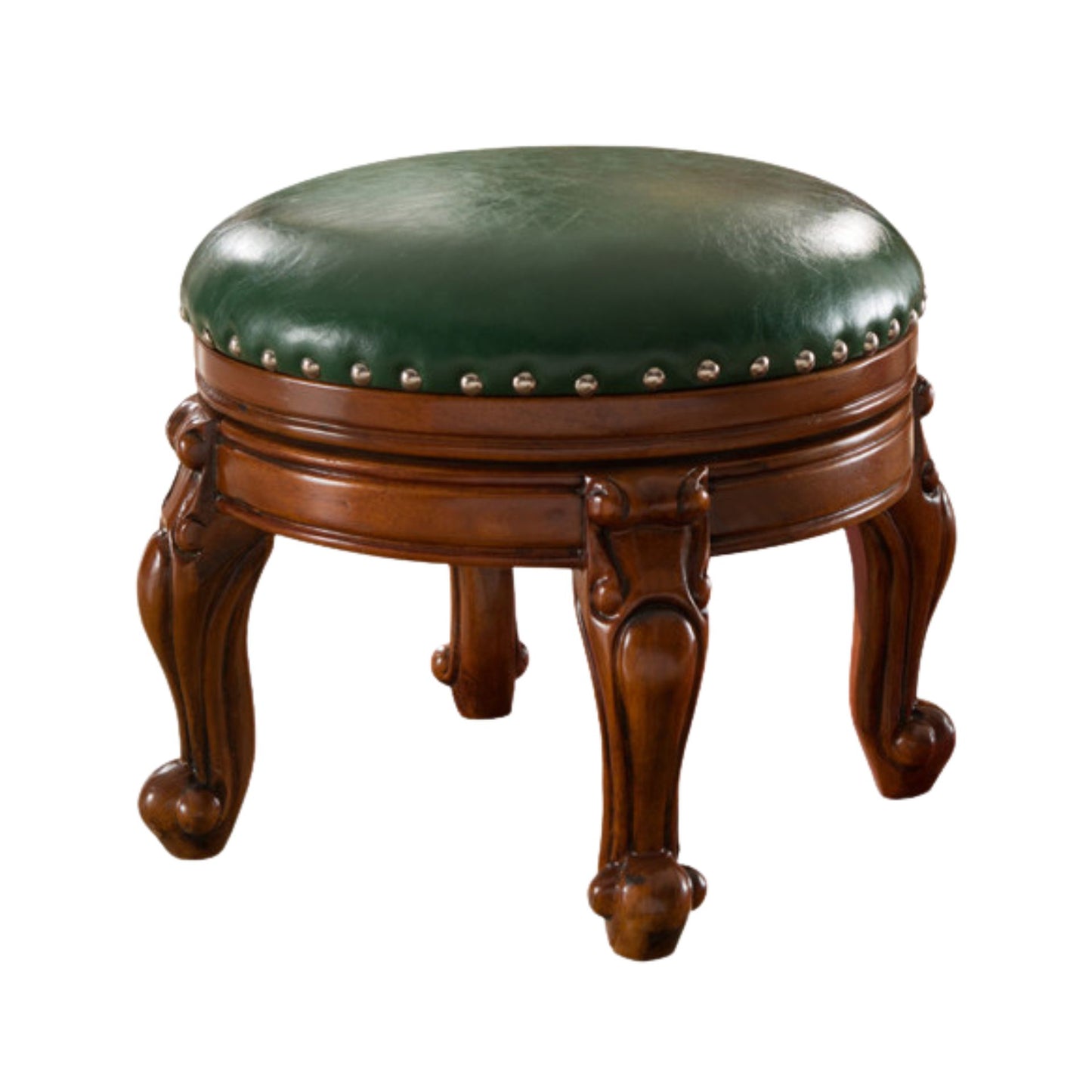 Solid Wood Leather Upholstered Ottoman Stool SKU 52003