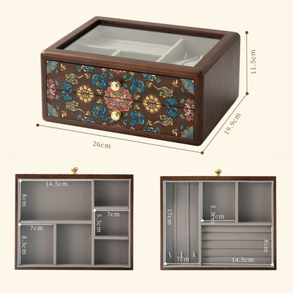 Wooden Jewelry Box with Hand-Painted Artwork and Drawers SKU 21193