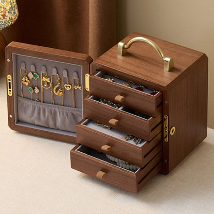 Wooden Jewelry Box Organizer with Mirror and Lock SKU 21159