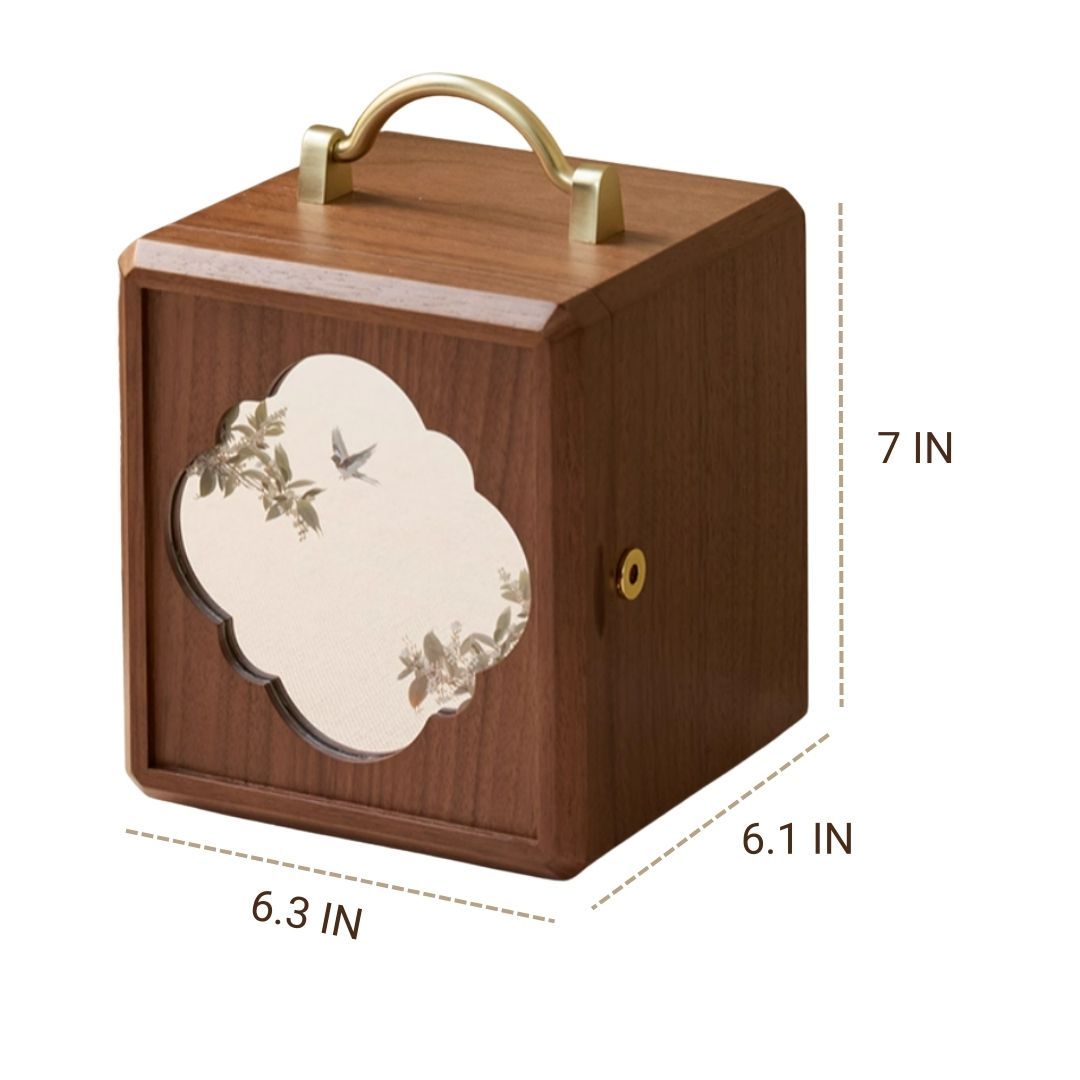 Wooden Jewelry Box Organizer with Mirror and Lock SKU 21159