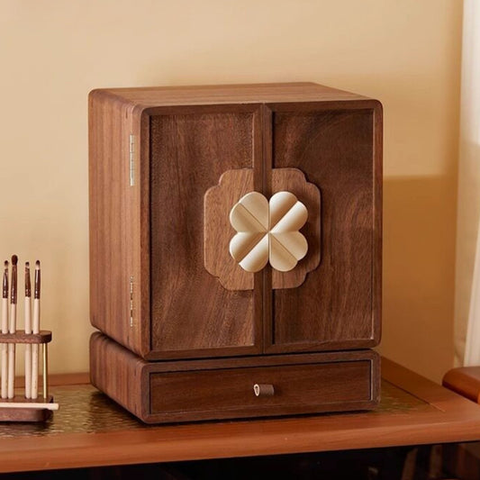 Rotatable Solid Wood Jewelry Box with Drawers SKU 21180