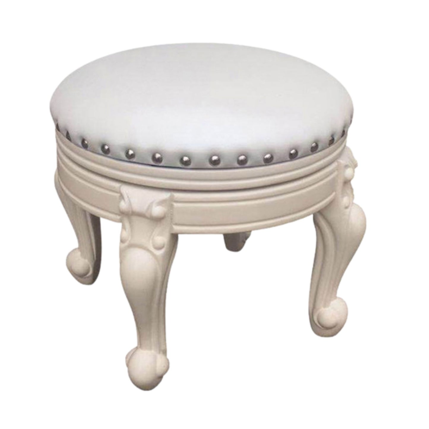 Solid Wood Leather Upholstered Ottoman Stool SKU 52003