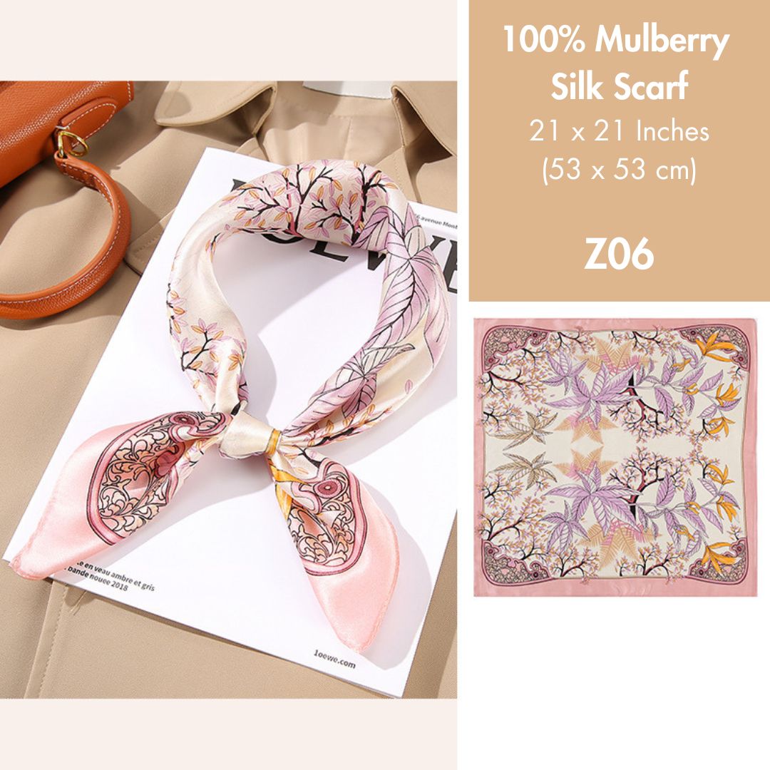 100% Mulberry Silk Scarf 21 x 21 Inches 88005
