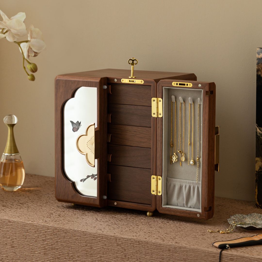 Cabinet Style Wooden Jewelry Box with Lock SKU 21137