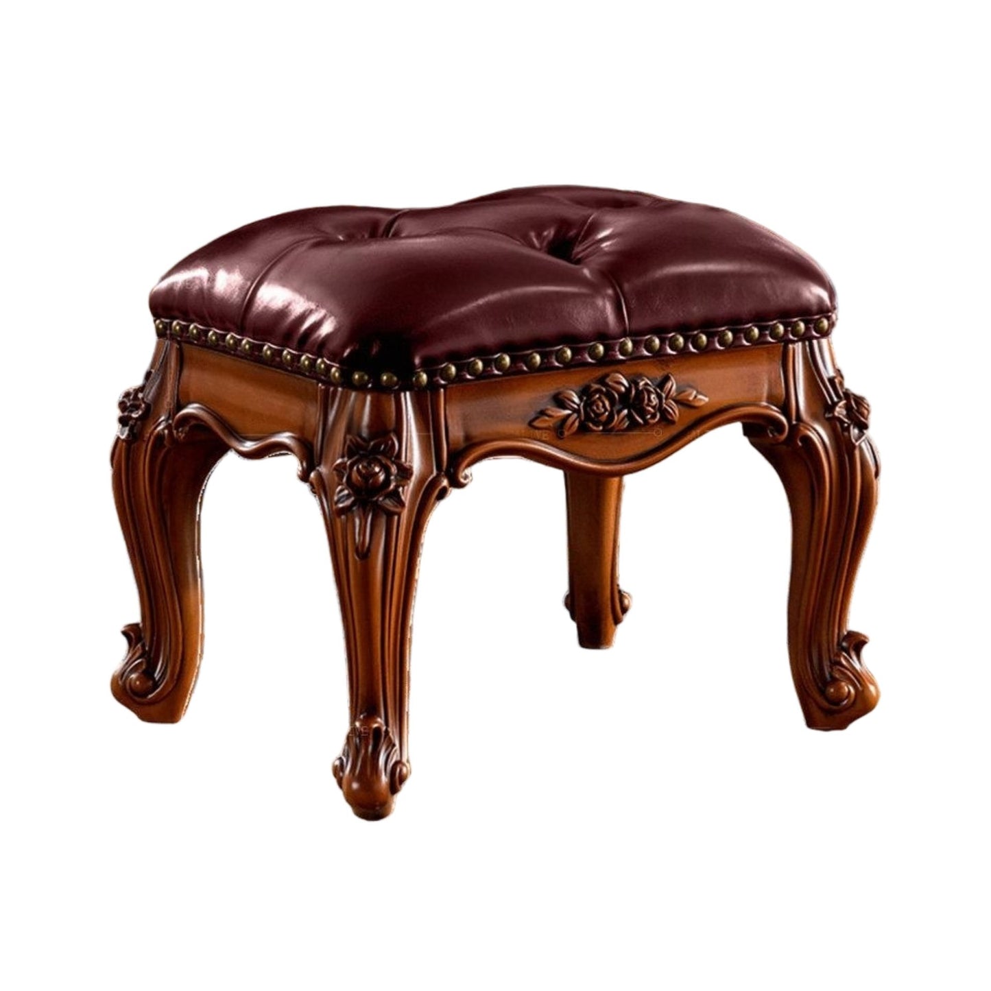 Solid Wood Upholstered Accent Stool Ottoman SKU 52001