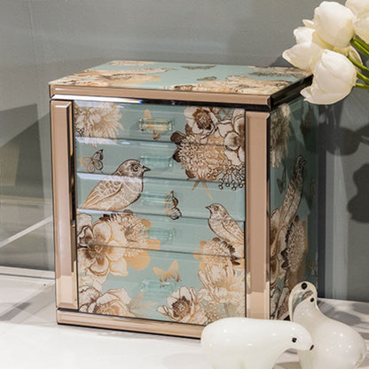 Glass Jewelry Box Organizer with Drawers and Mirror SKU 21168