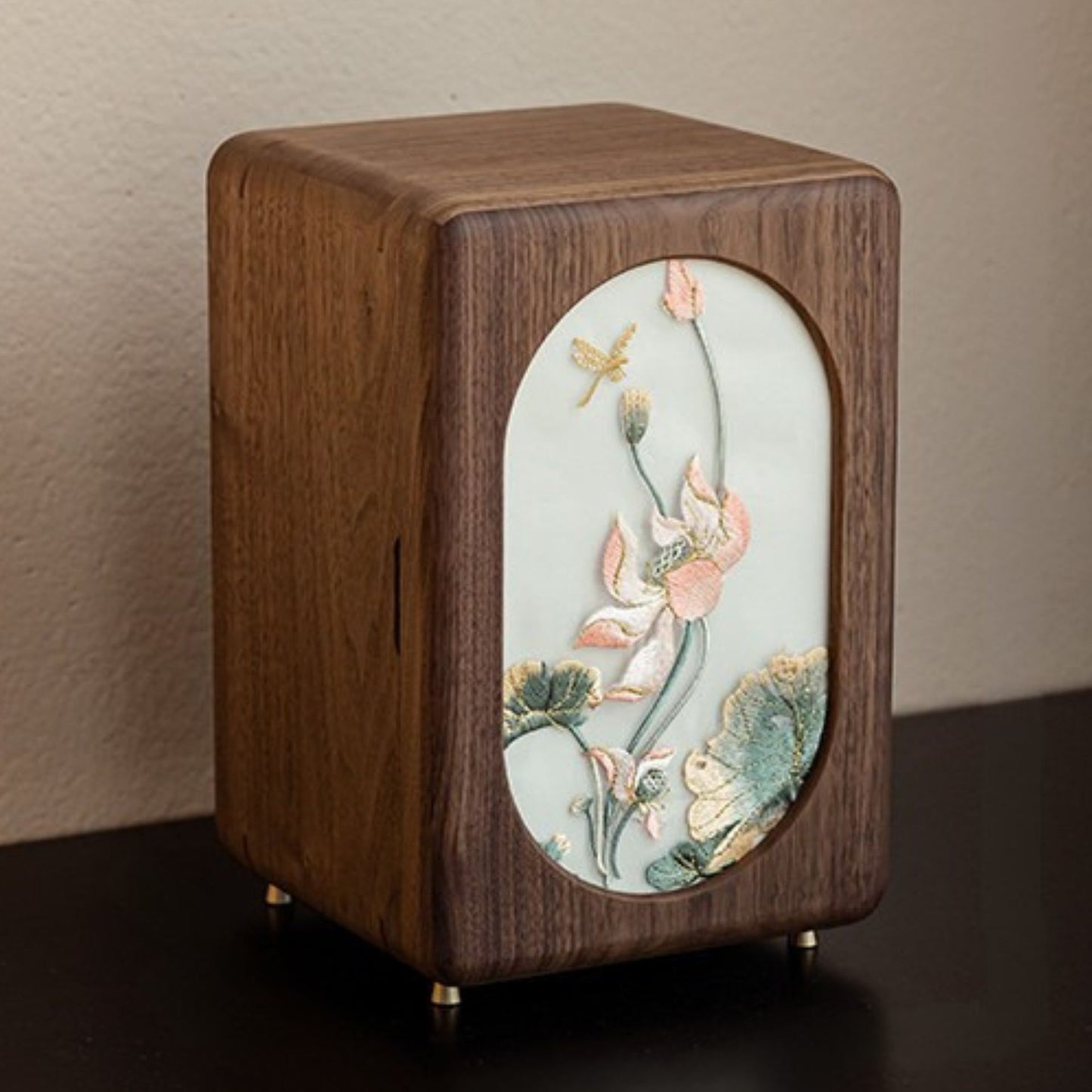 Solid Walnut Jewelry Box with Embroidery SKU 21192