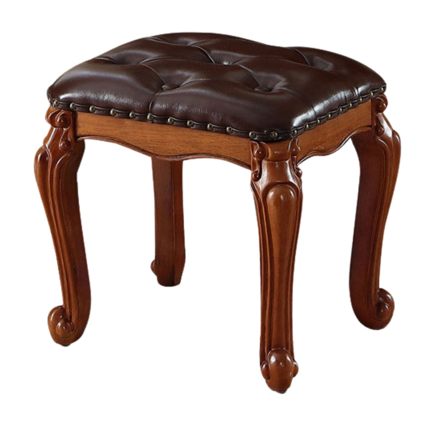 Solid Wood Upholstered Accent Stool Ottoman SKU 52011