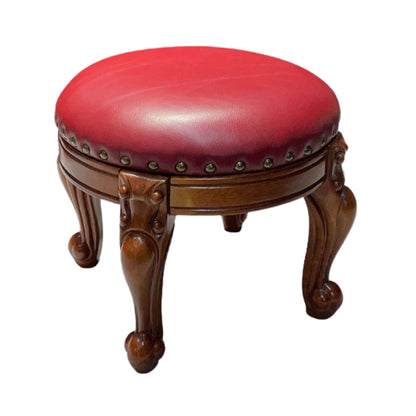 Solid Wood Leather Upholstered Ottoman Stool SKU 52003