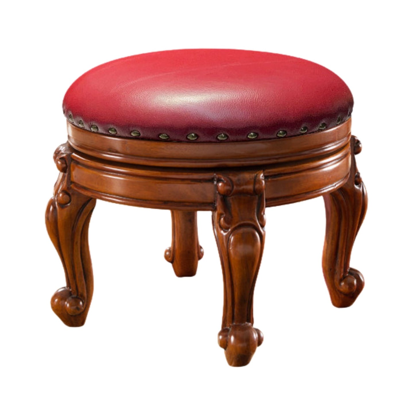 Solid Wood Leather Upholstered Ottoman Stool SKU 52003