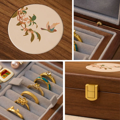 Solid Walnut Wooden Jewelry Box with Tray SKU 21194