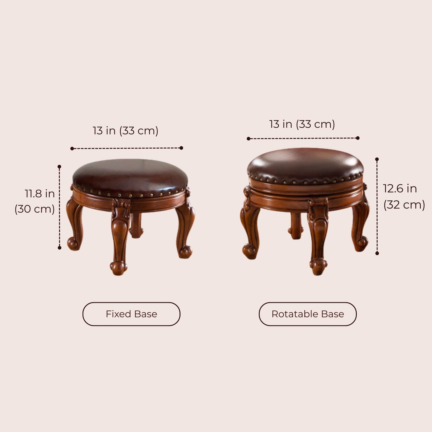 Solid Wood Leather Upholstered Ottoman Stool SKU 52003