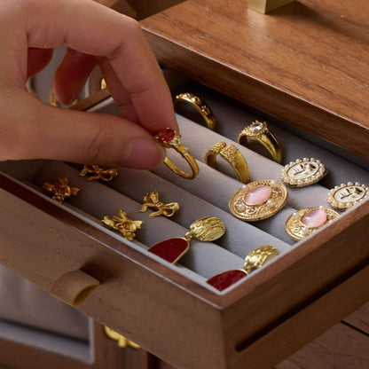 Wooden Jewelry Box Organizer with Mirror and Lock SKU 21159