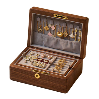 Solid Walnut Wooden Jewelry Box with Tray SKU 21194